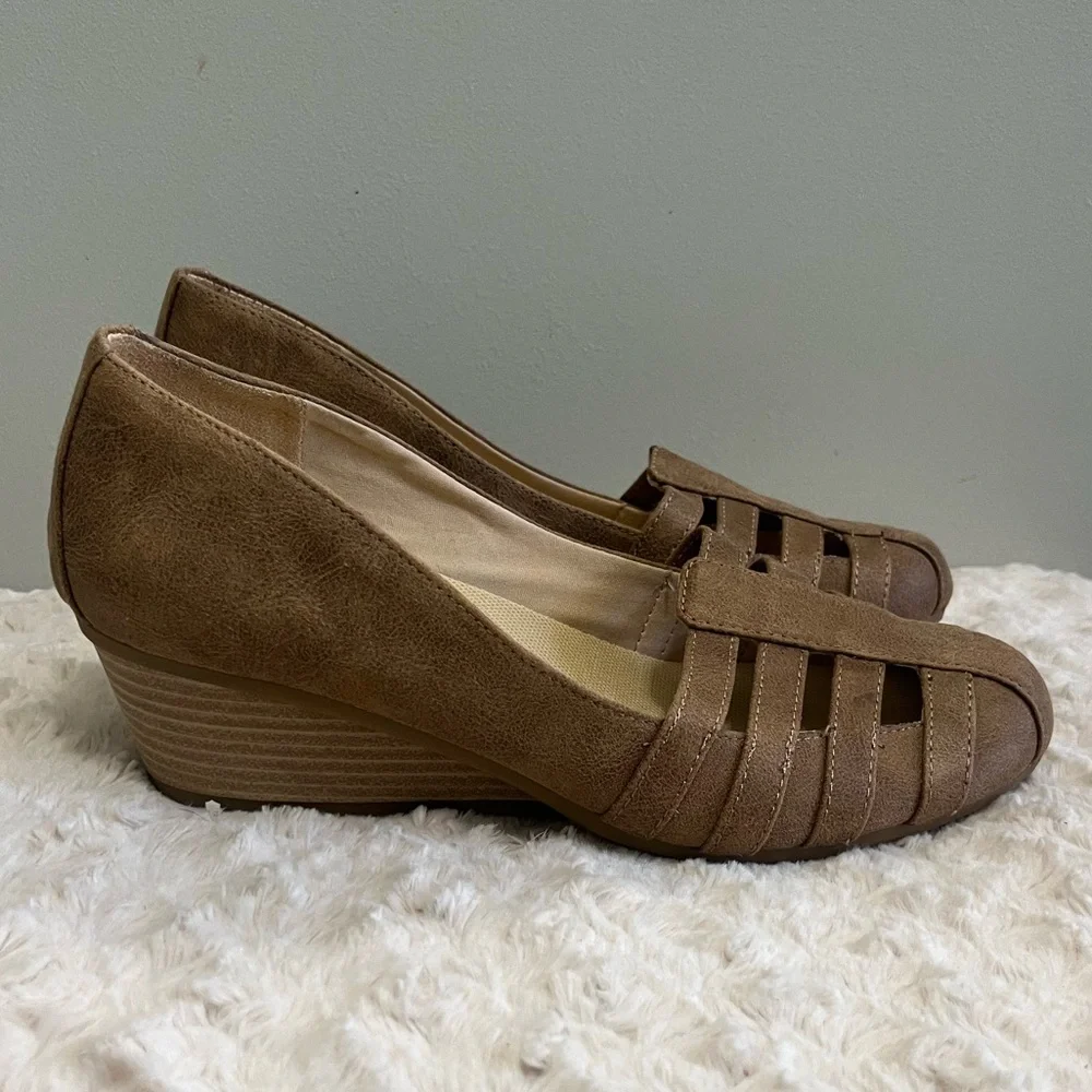Dr. Scholls Women’s Slip on Shoes Be Free Fisherman Wedge Pump Sz‎ 10 Brown